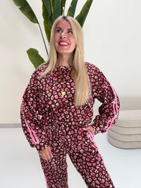 Butterstoff Sweater LEO LOUNGE braun/pink