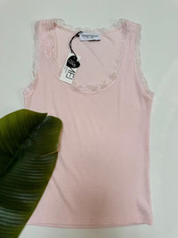 Basic Top mit Spitze EVERYDAY`rosa