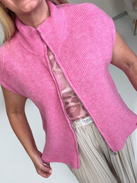 Strick Weste pink mit Reißverschluss
