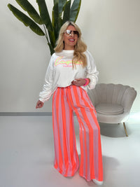 Hose mit Seide BLOCK STRIPES rosa/orange