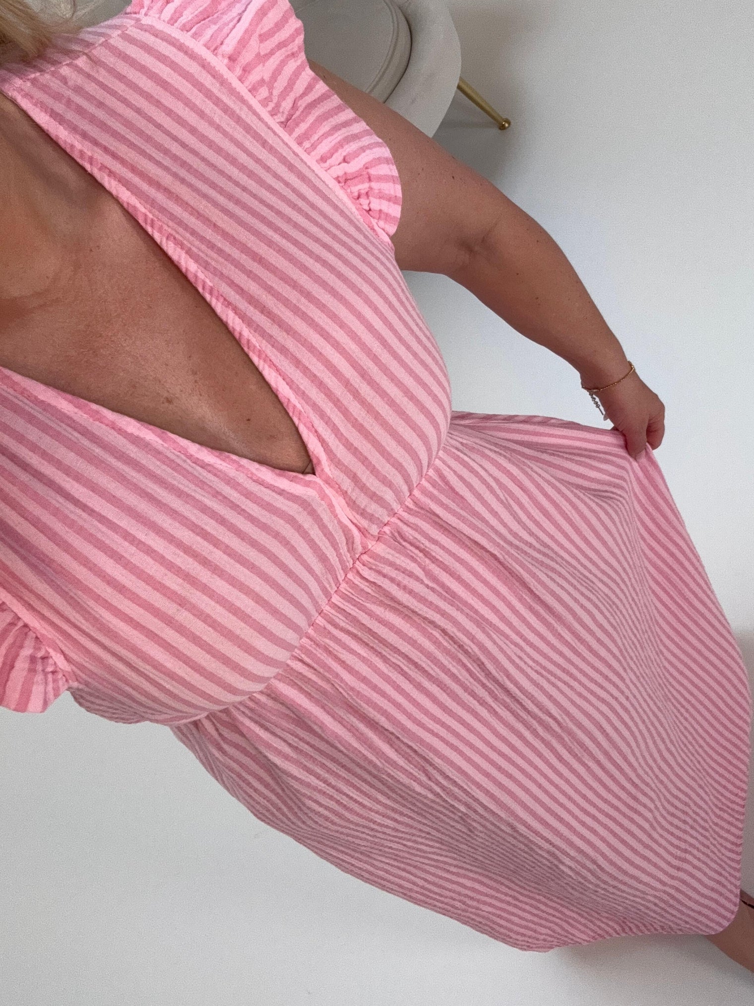 Signature Musselin Kleid hellrosa SMALL STRIPES pink