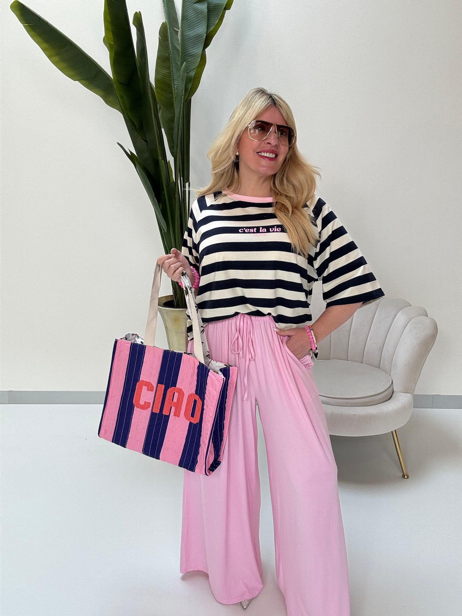 Statement Shirt dunkelblau/weiß  C’est la vie Paris
