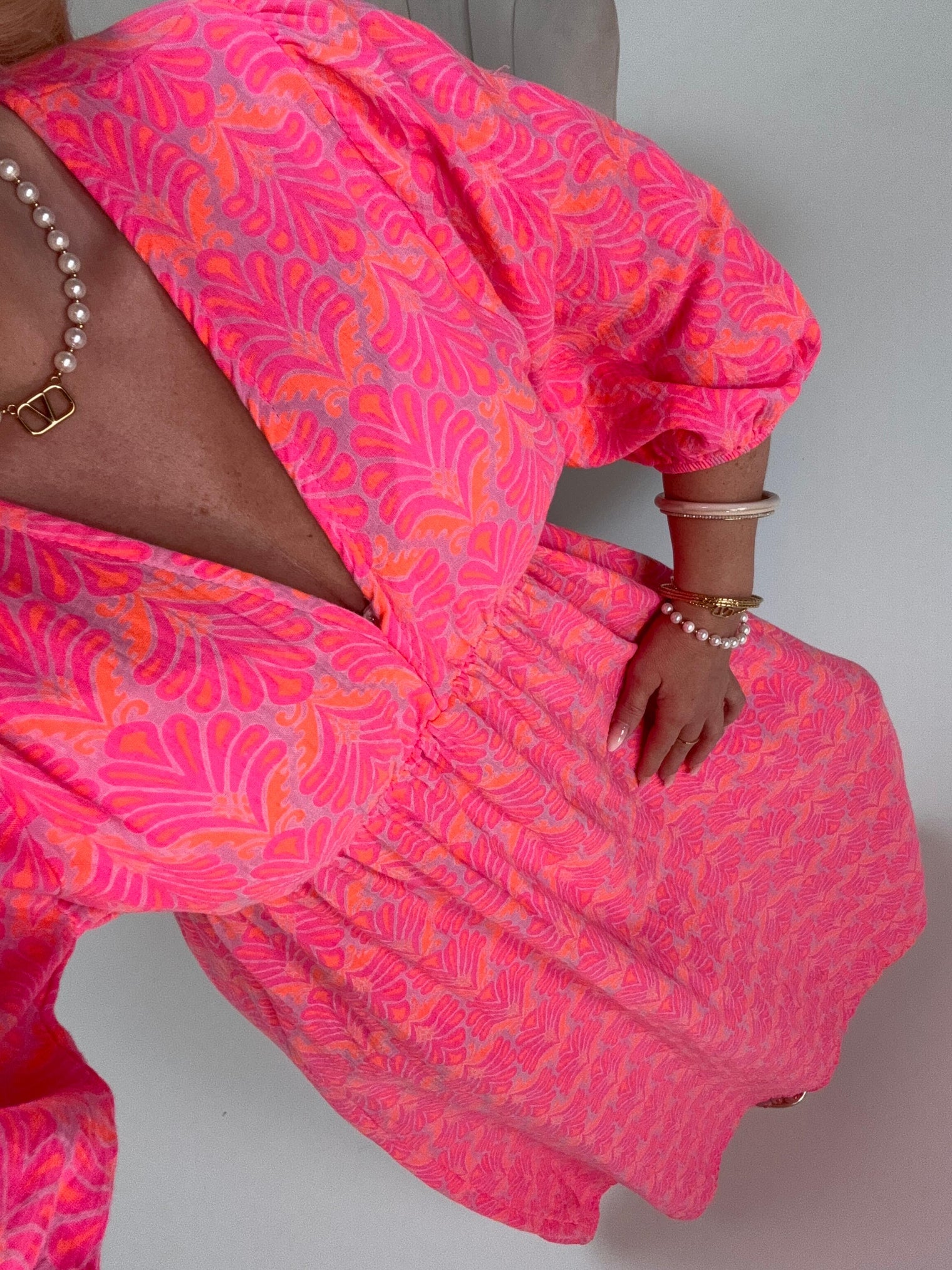 Signature Musselin Kleid pink ORNAMENTS hotpink/orange