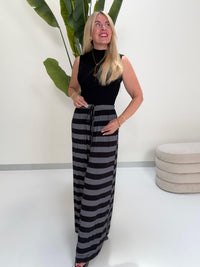 Butterstoff Hose BIG STRIPES stone grey/schwarz