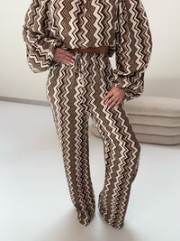 Musselin Hose ON FIRE creme/taupe/schwarz
