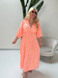 Signature Musselin Kleid weiß LEO LOVER orange