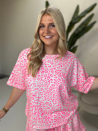 Shirt kurzarm weiß LEO LOVER AMOUR pink mit Patch