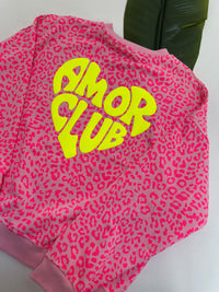 Sweater mit Rückenprint AMOR CLUB pink leo