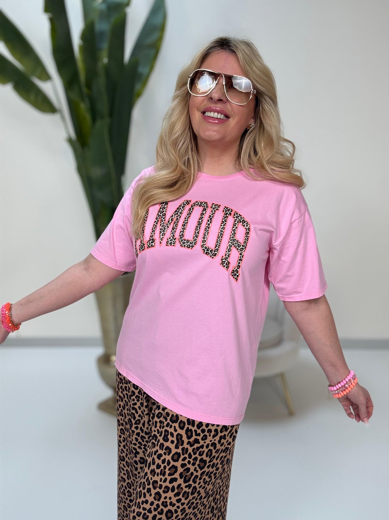 Statement Shirt rosa AMOUR leo/hotpink