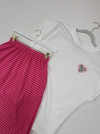 Rock mit Schlitzen & seitlichen Eingriff Taschen pink/rot gestreift
