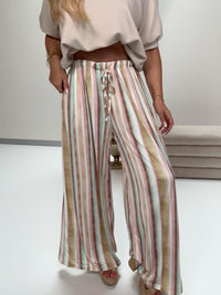 Butterstoff Hose COLORFUL SUMMER mint/rosa/beige/braun