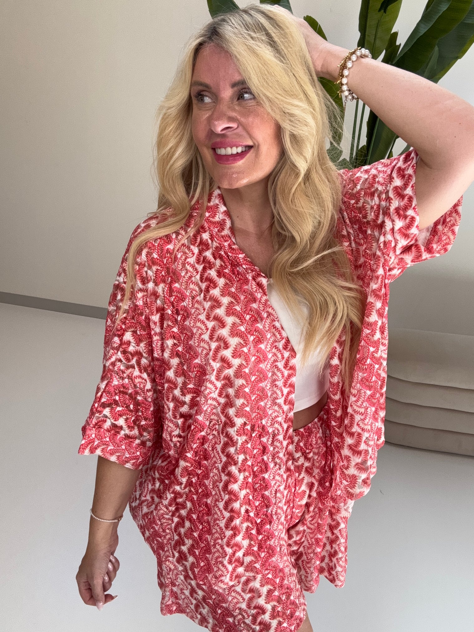 Sommer Bluse kurzarm SUMMER HOT rosa/pink/rot