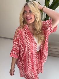Sommer Bluse kurzarm SUMMER HOT rosa/pink/rot