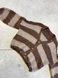 Flauschige Strickjacke mit Knopfleiste chocolate/taupe