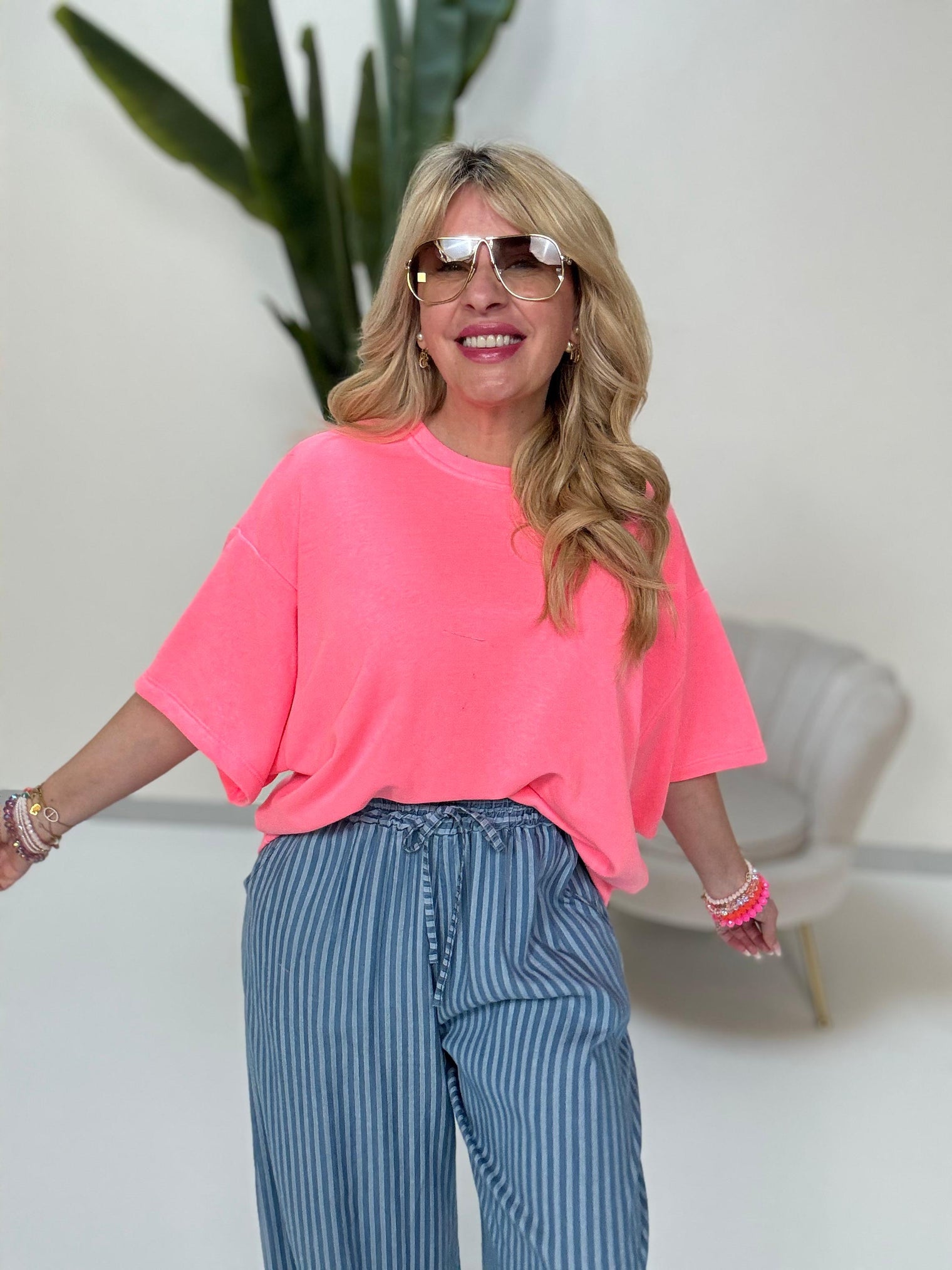 Sweatshirt kurzarm BEACH hotpink