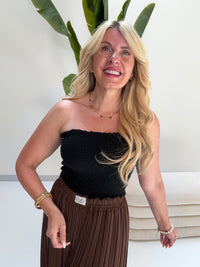 Musselin Bandeau Top mit elastischem Gummizug schwarz