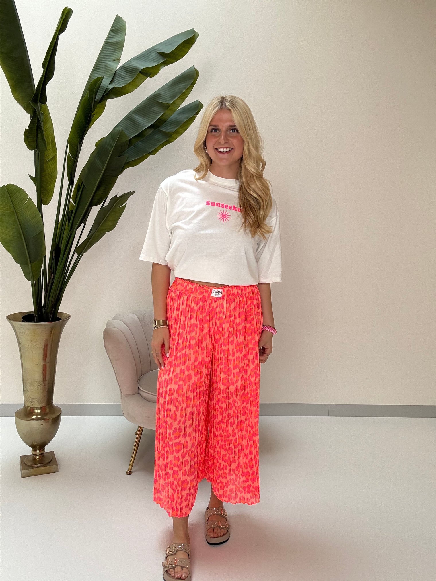Signature Plisseehose apricot LEO POWER pink/orange