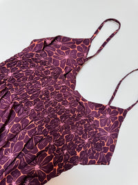 Luftiges Sommer Kleid FLORAL FEMININE mit dünnen Trägern plum/peach