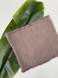 Musselin Bandeau Top mit elastischem Gummizug taupe