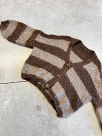 Flauschige Strickjacke mit Knopfleiste chocolate/taupe