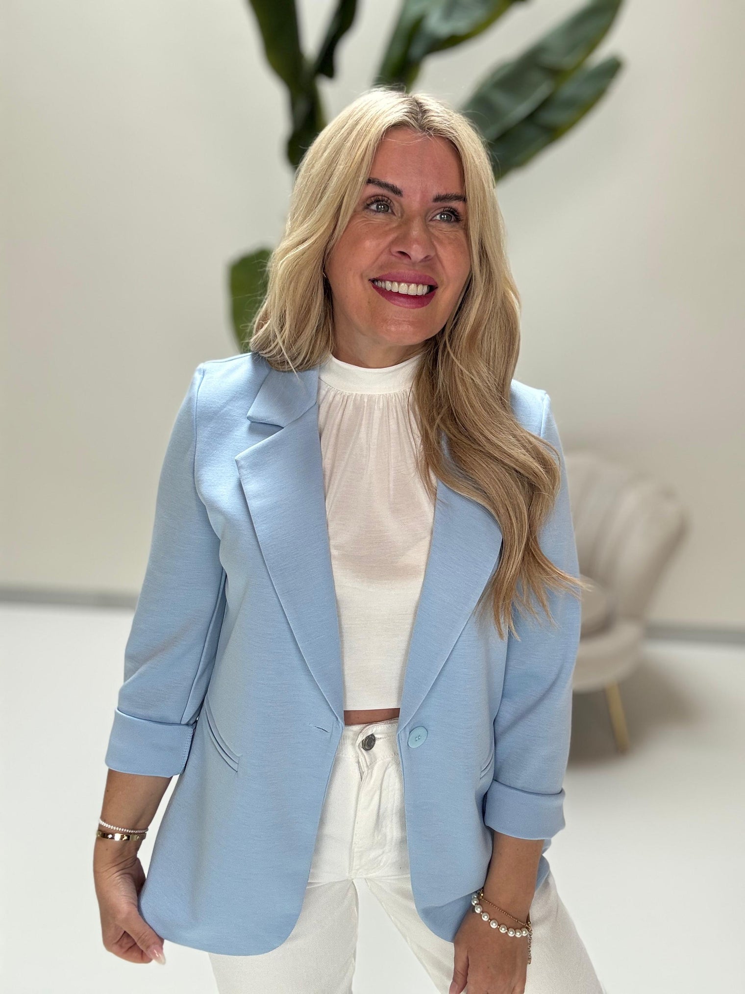 Stretch Butterstoff Blazer LOOK TO THE SKY himmelblau