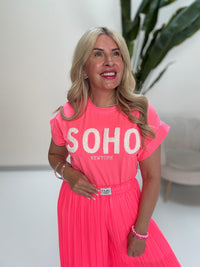 Statement Shirt hot pink SOHO weiß