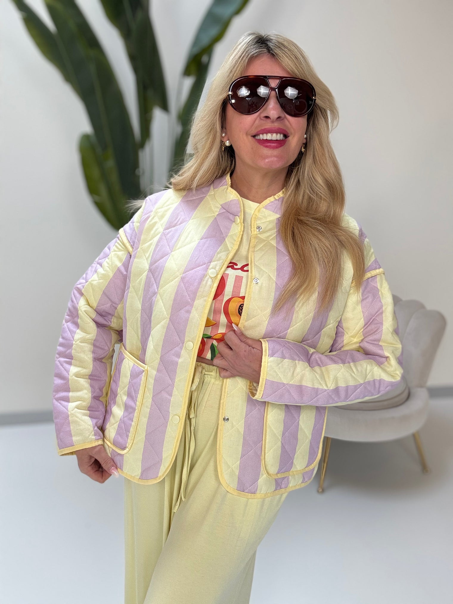 Stepp Jacke CALL ME STRIPESS gelb/flieder