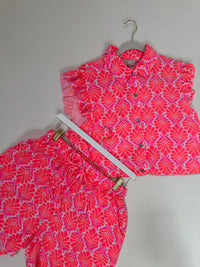 Musselin Shorts weiß SUMMER MEMORIES mit hot pink/orange
