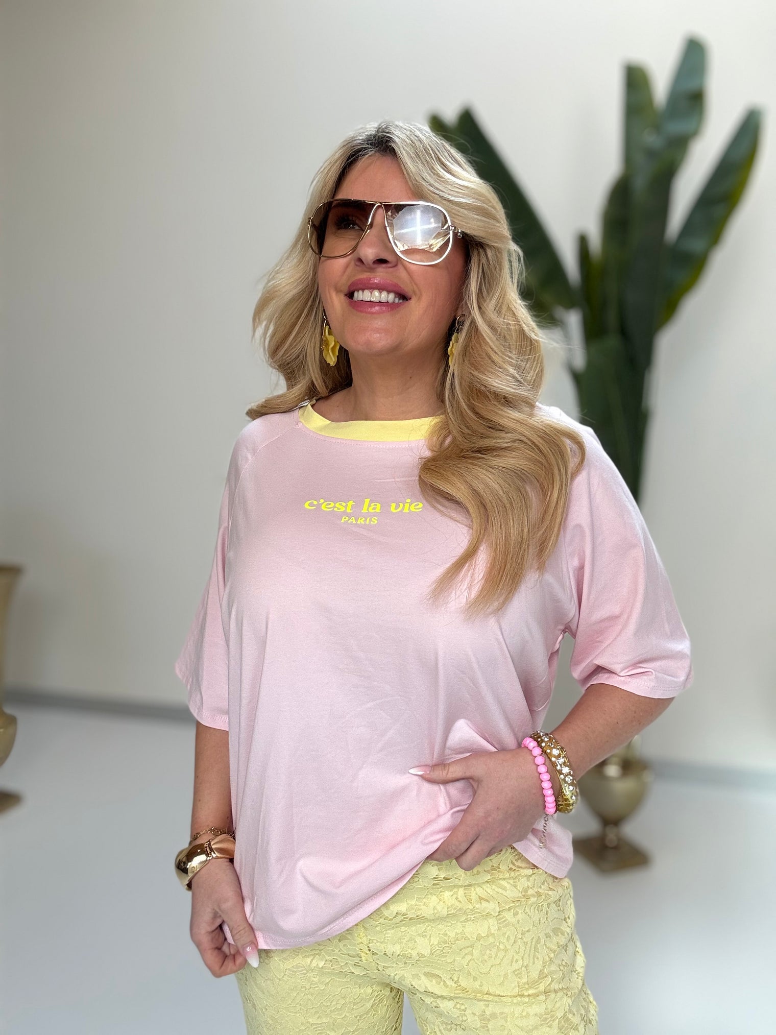 Statement Shirt rosa  lemon C’est la vie Paris