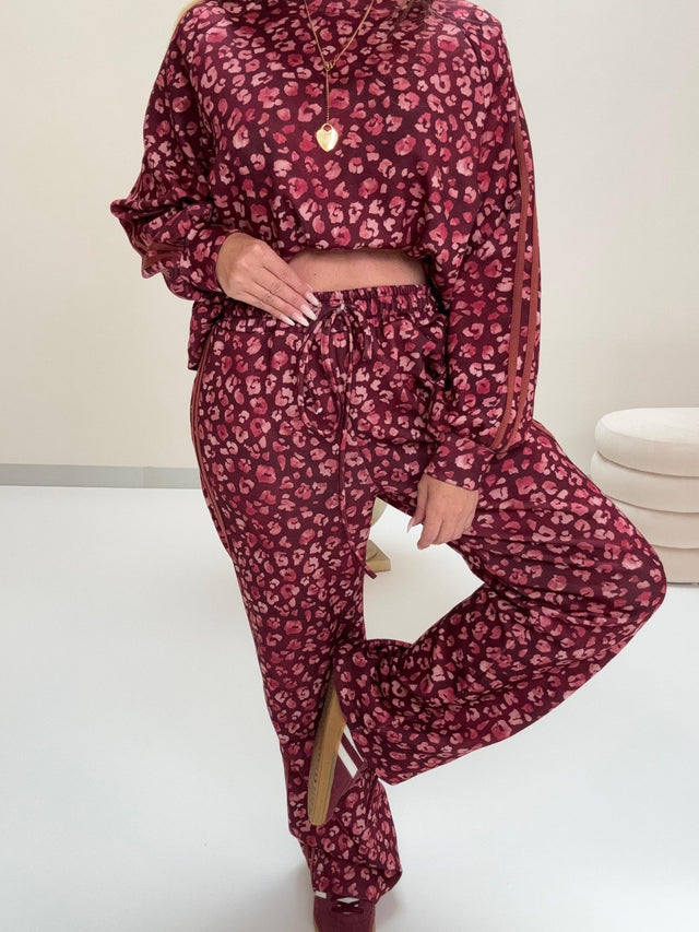 Butterstoff Hose LEO LOUNGE burgundy/rosa