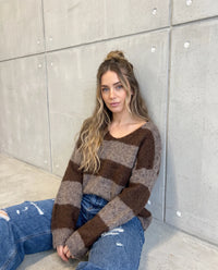 Kuschelweicher Strickpullover mit Alpakaanteil chocolate/taupe