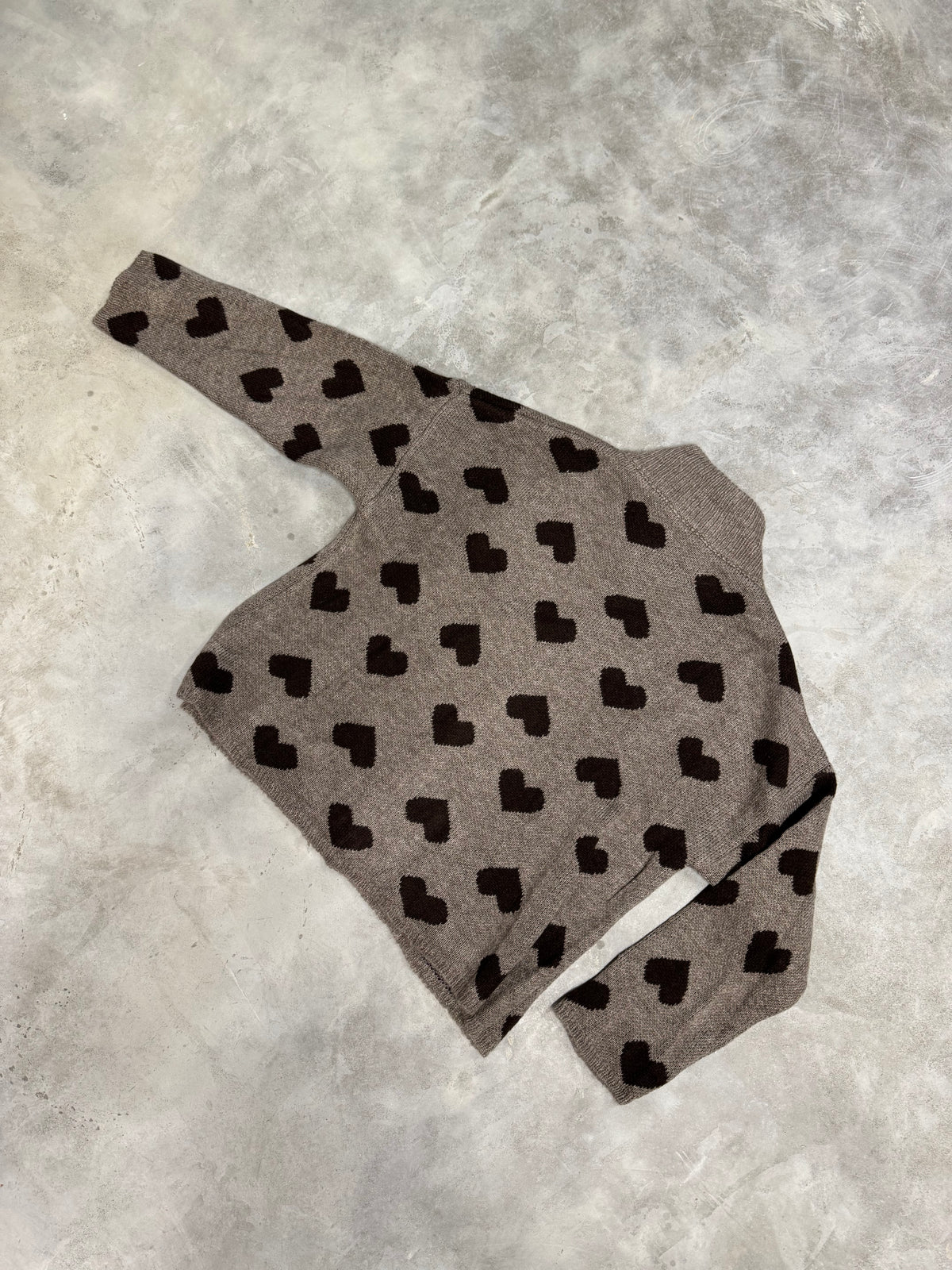 Zipper Strickjacke mit Herzchen stone/braun