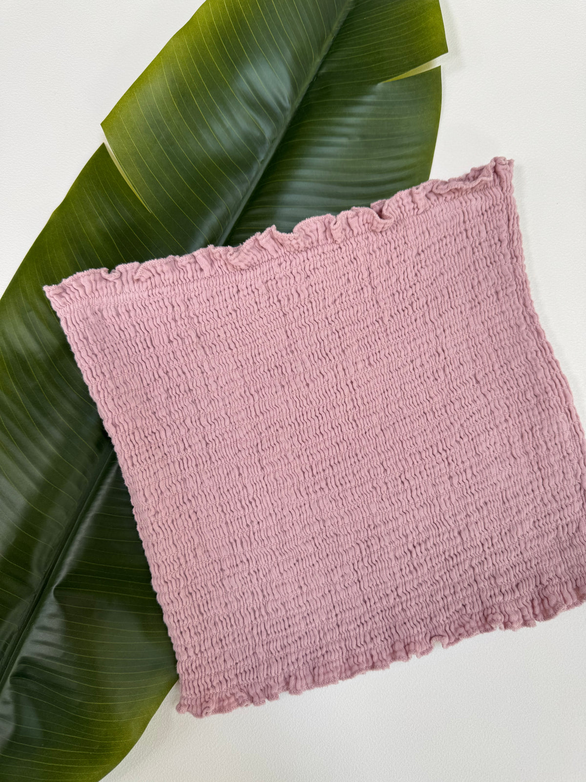 Musselin Bandeau Top mit elastischem Gummizug rose