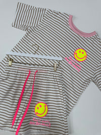 Gestreifte Baumwoll Shorts KEEP IT SIMPLE weiß/beige