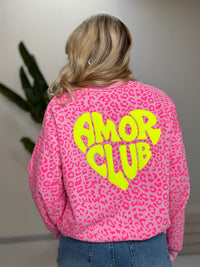 Sweater mit Rückenprint AMOR CLUB pink leo