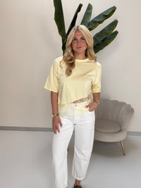 Shirt mit Spitzenborde LACE ROMANCE soft yellow