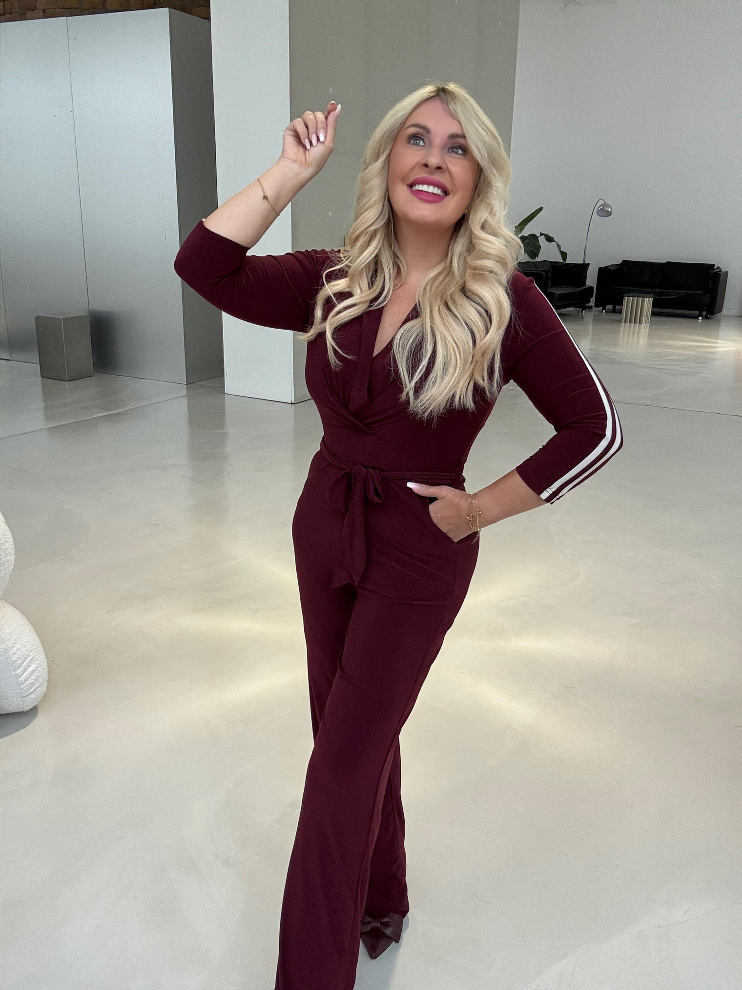 Jumpsuit ELEGANCE burgundy Stretchy