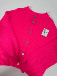 Sommer Strickjacke mit Patch BE THE REASON FOR SMILES TODAY  hot pink