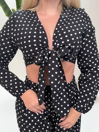 Bindebluse POLKA DOTS LOVE schwarz/weiß