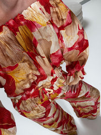 Sommer Hose FLORAL QUEEN rot/beige/creme