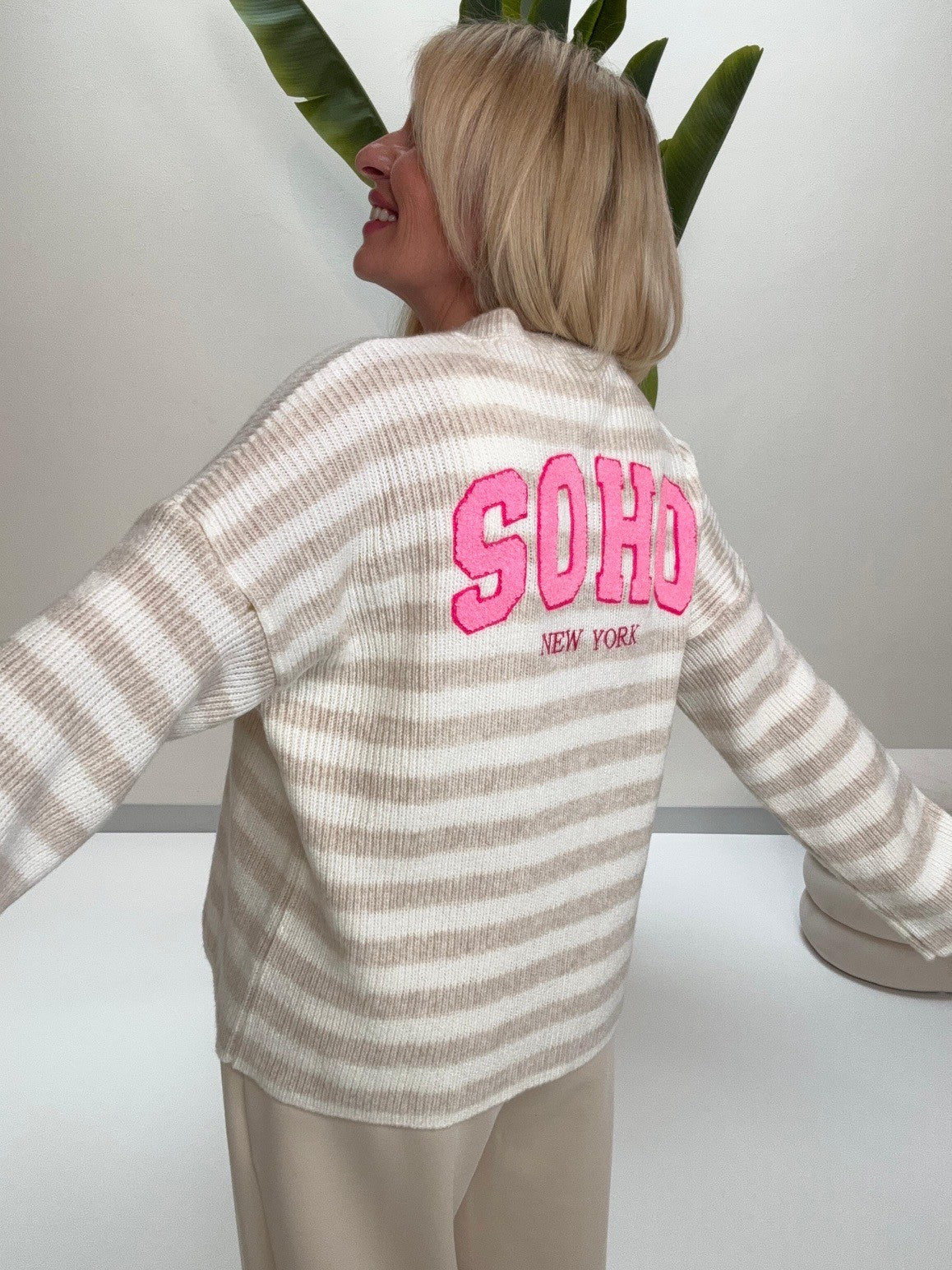 Strickjacke SOHO creme/weiß