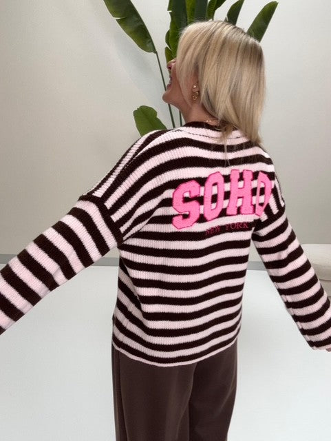 Strickjacke SOHO rosa/braun