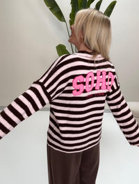Strickjacke SOHO rosa/braun