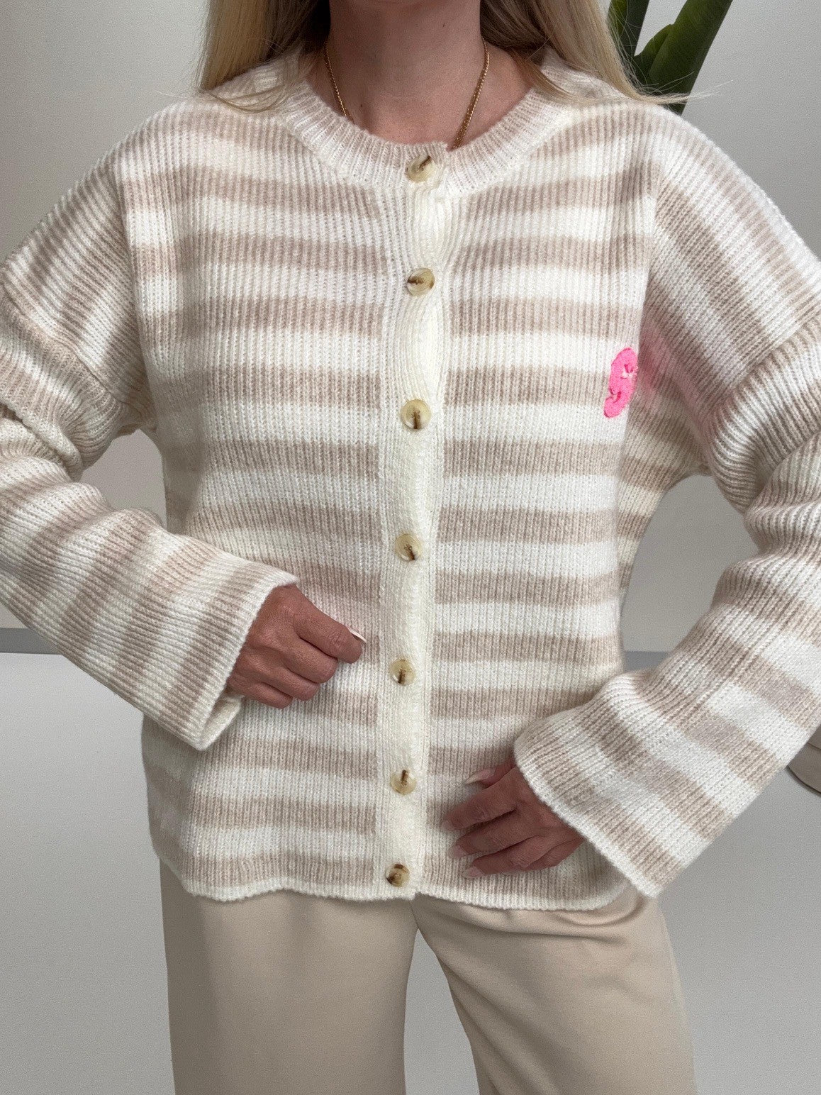 Strickjacke SOHO creme/weiß