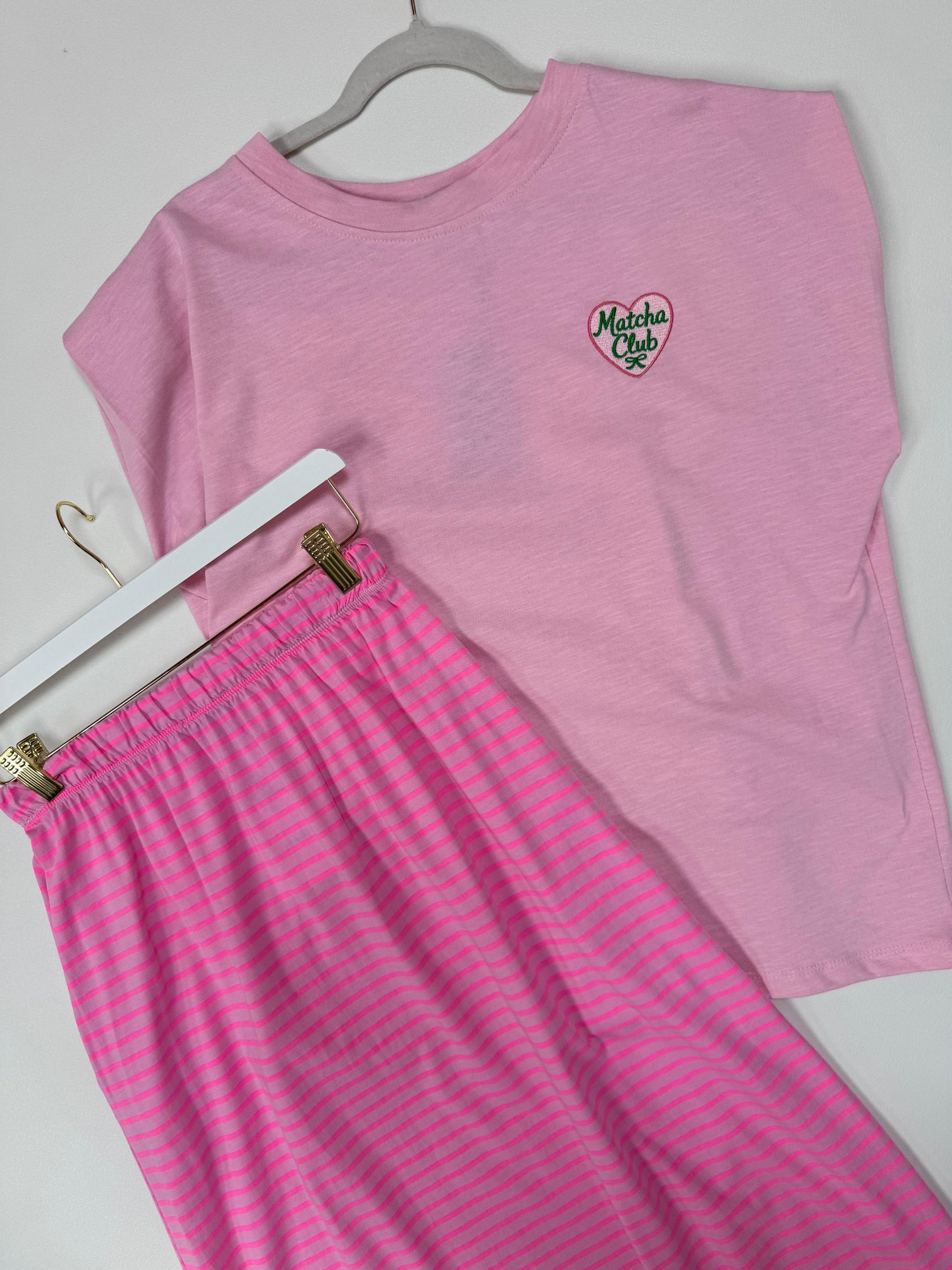 Rock mit Schlitzen & seitlichen Eingriff Taschen rosa/pink gestreift