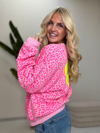 Sweater mit Rückenprint AMOR CLUB pink leo