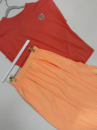 Rock mit Schlitzen & seitlichen Eingriff Taschen peach/buttermilk gestreift