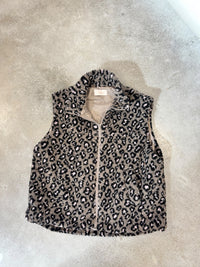 LEO Teddy Weste taupe/schwarz/hellrosa