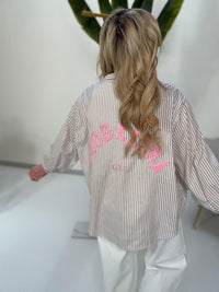 Bluse GOOD KARMA CLUB taupe/weiß gestreift
