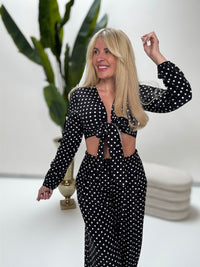 Bindebluse POLKA DOTS LOVE schwarz/weiß